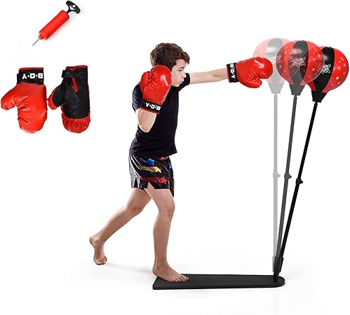 COSTWAY Punchingball 85-130cm höhenverstellbar, Kinder Boxset ...